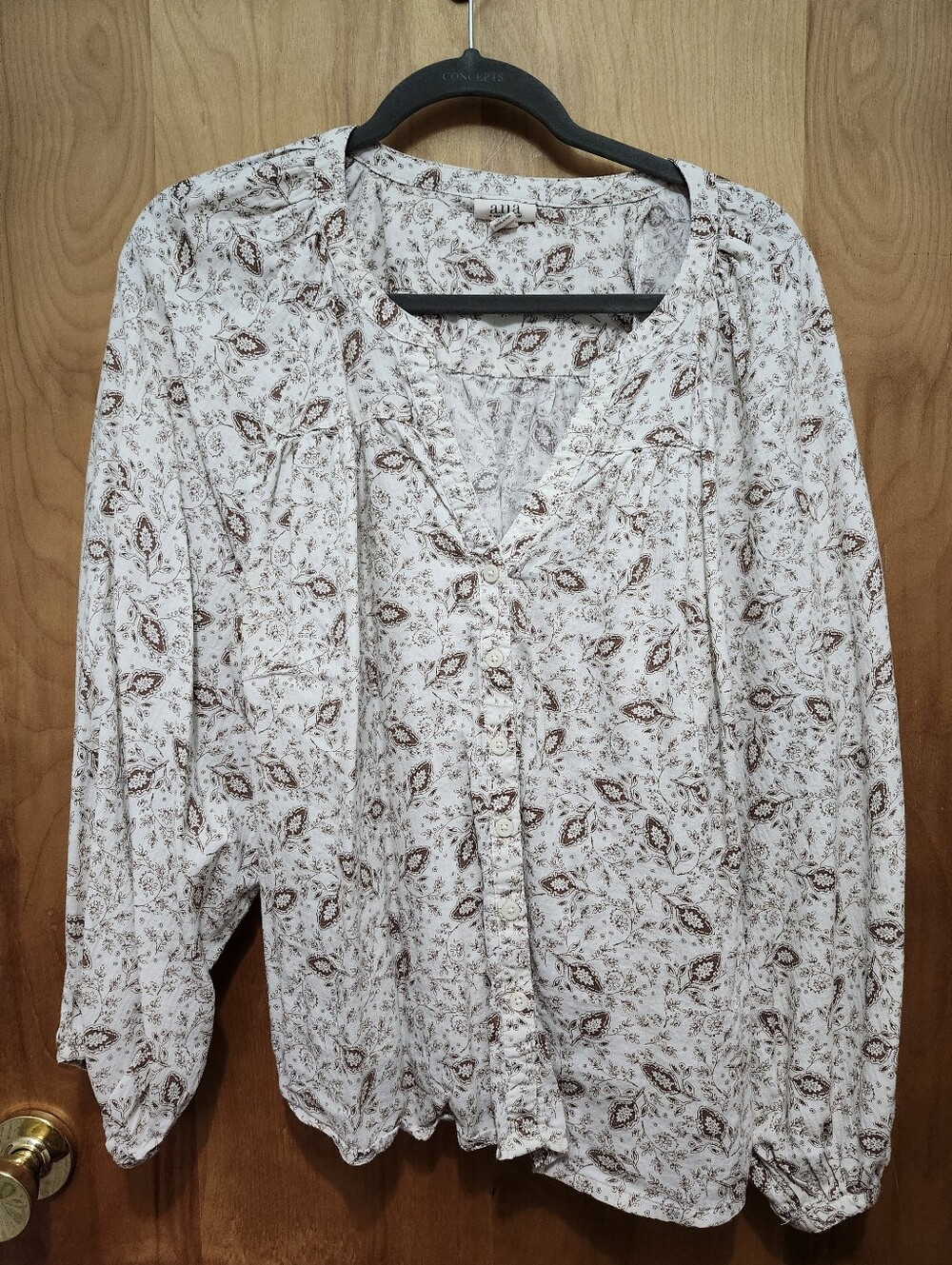 a.n.a. Tan And Cream Peasant Style Blouse Size 1X